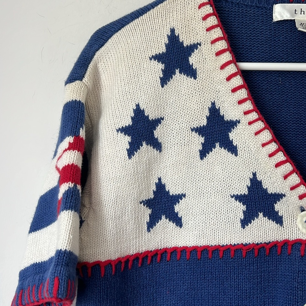 Thyme Nautical Patriotic Knit Cardigan - Red, White, and Blue 4th  Sz L ⚫️ - Picture 2 of 8